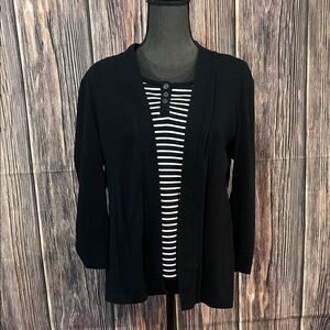 Croft & Barrow Black Cardigan with Stripes